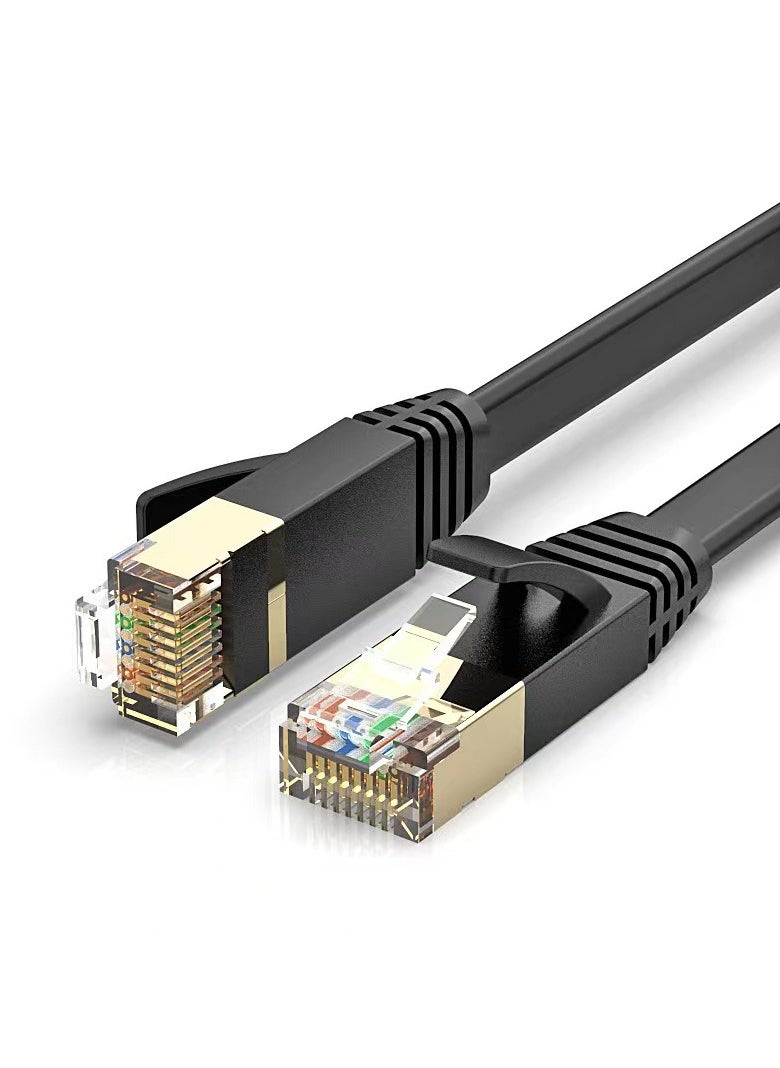 Angmei 10m Cat 7 Ethernet Cable, High Speed Gigabit Flat Lan Network Cable, Flat Internet Cord，10Gbps 600Mhz Shielded Internet Patch Cord，Outdoor &Indoor Shielded Long LAN Network Patch Wire with Rj45 Connectors for Switch, Router, Modem  - Image 1