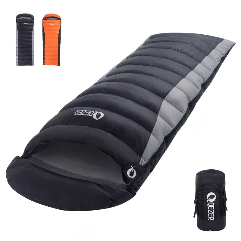 Qezer Down Sleeping Bag For Adults 600 Fill Power Cold Weather Ultralight Sleeping Bag With Compression Sack For Backpacking  Camping  Hiking - Image 1