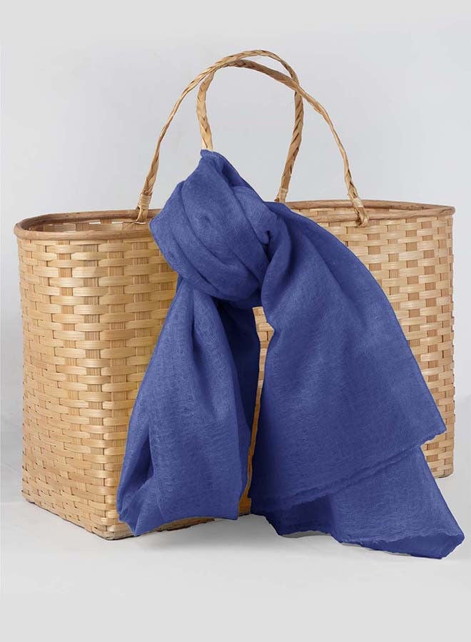 BAJRA 100% Premium Handwoven Cashmere Shawl in Aniline Blue, Traditionally Woven All-in-One Shawl, Wrap & Scarf  - Image 1