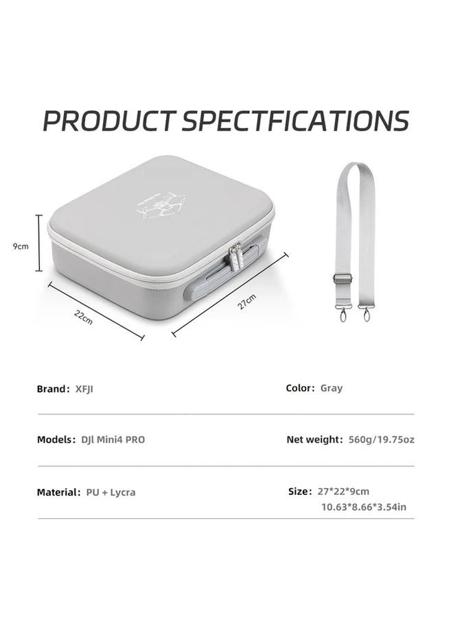 Grey Hard Shell Storage Box For DJI Mini 4 Pro Drone Accessories Anti Fall Portable - Image 3