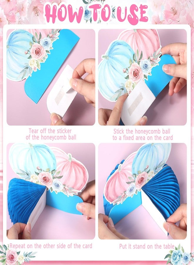 Zhanmai 12 Pcs Fall Thanksgiving Gender Reveal Decorations Pumpkin 3D Honeycomb Centerpieces He or She Table Decorations for Boy or Girl Gender Reveal Party Decor Baby Shower Supplies Pink and Blue - Image 4