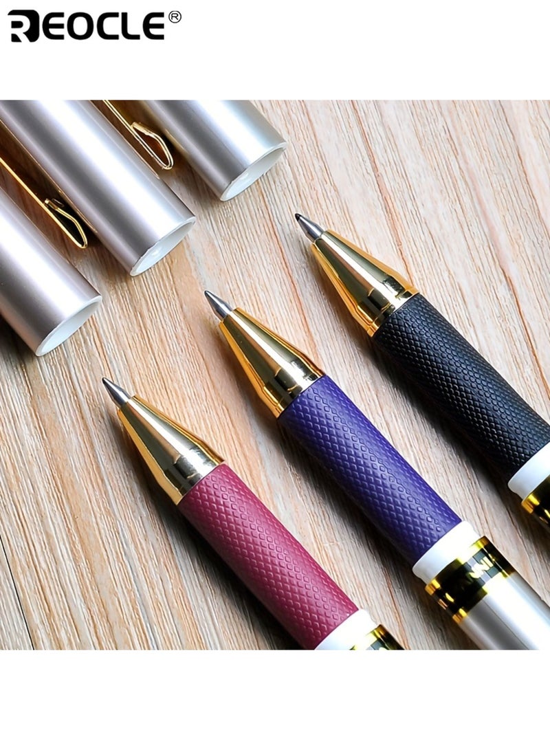 ريوكل ١٢ قلم توقيع إصدار محدود ٠.٥ ملم نقطة دقيقة حبر سريع الجفاف أزرق جسم بلاستيكي دائري غطاء بنظام الضغط كتابة سلسة للمكتب المدرسة الفنانين - Image 5