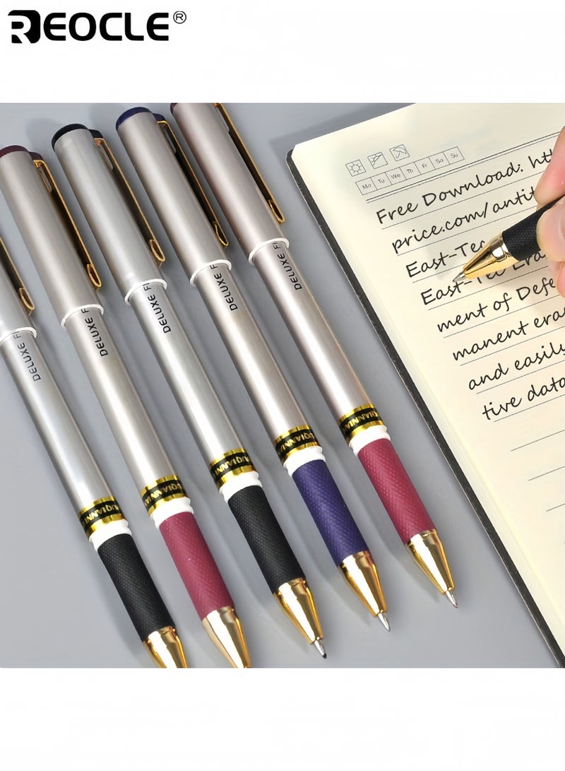 ريوكل ١٢ قلم توقيع إصدار محدود ٠.٥ ملم نقطة دقيقة حبر سريع الجفاف أزرق جسم بلاستيكي دائري غطاء بنظام الضغط كتابة سلسة للمكتب المدرسة الفنانين - Image 2