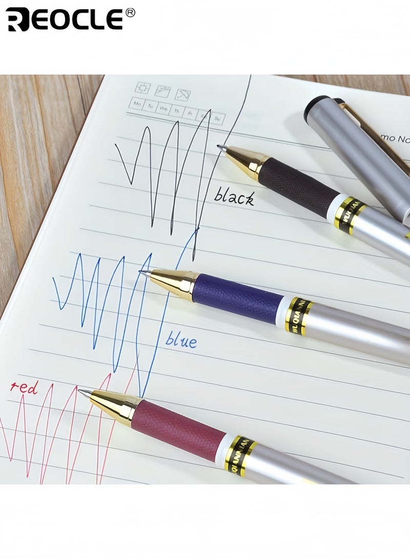 ريوكل ١٢ قلم توقيع إصدار محدود ٠.٥ ملم نقطة دقيقة حبر سريع الجفاف أزرق جسم بلاستيكي دائري غطاء بنظام الضغط كتابة سلسة للمكتب المدرسة الفنانين - Image 3