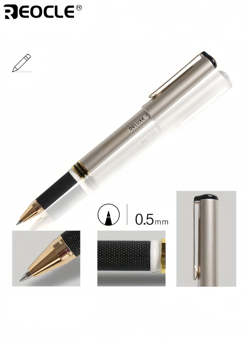 ريوكل ١٢ قلم توقيع إصدار محدود ٠.٥ ملم نقطة دقيقة حبر سريع الجفاف أزرق جسم بلاستيكي دائري غطاء بنظام الضغط كتابة سلسة للمكتب المدرسة الفنانين - Image 4