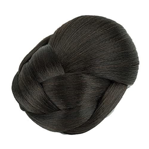 IMISSU Braided Chignon Dancer Hair Cover Donut Hair Pieces Scrunchies Hair Bun Wig Clips Updo Wedding Party for Women M1 Chocolate Brown - Image 3