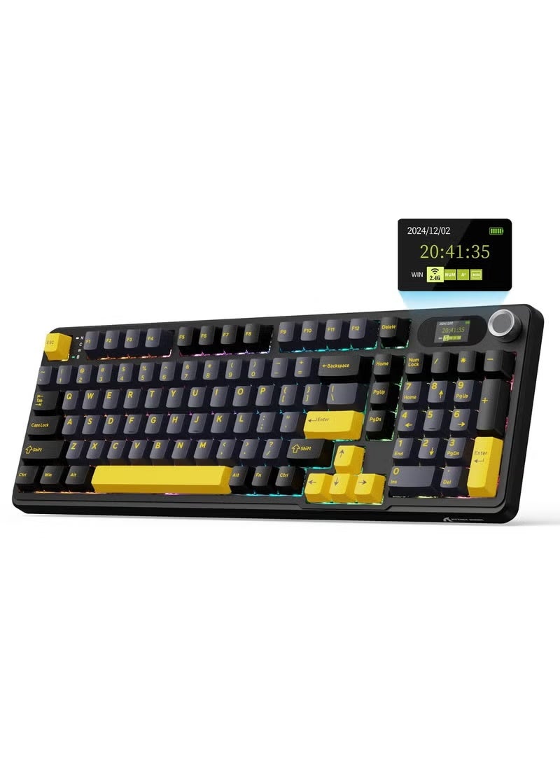 Attack Shark X98 Pro Wireless Mechanical Keyboard,Tri-Mode BT5.0/2.4G/Wired Custom Keyboard with Smart Display&Knob,98 Keys Hot Swappable,Web Driver RGB Gaming Keyboard for PC/Mac/PS4/Xbox - Image 1