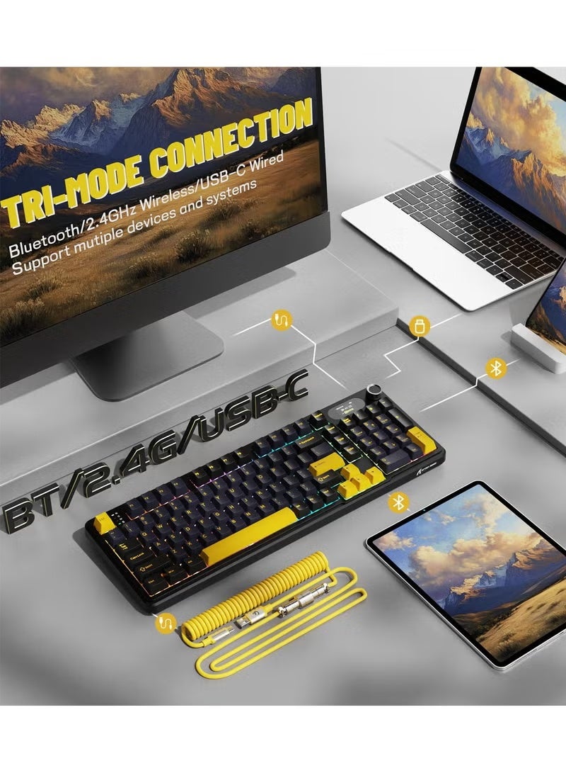 Attack Shark X98 Pro Wireless Mechanical Keyboard,Tri-Mode BT5.0/2.4G/Wired Custom Keyboard with Smart Display&Knob,98 Keys Hot Swappable,Web Driver RGB Gaming Keyboard for PC/Mac/PS4/Xbox - Image 3