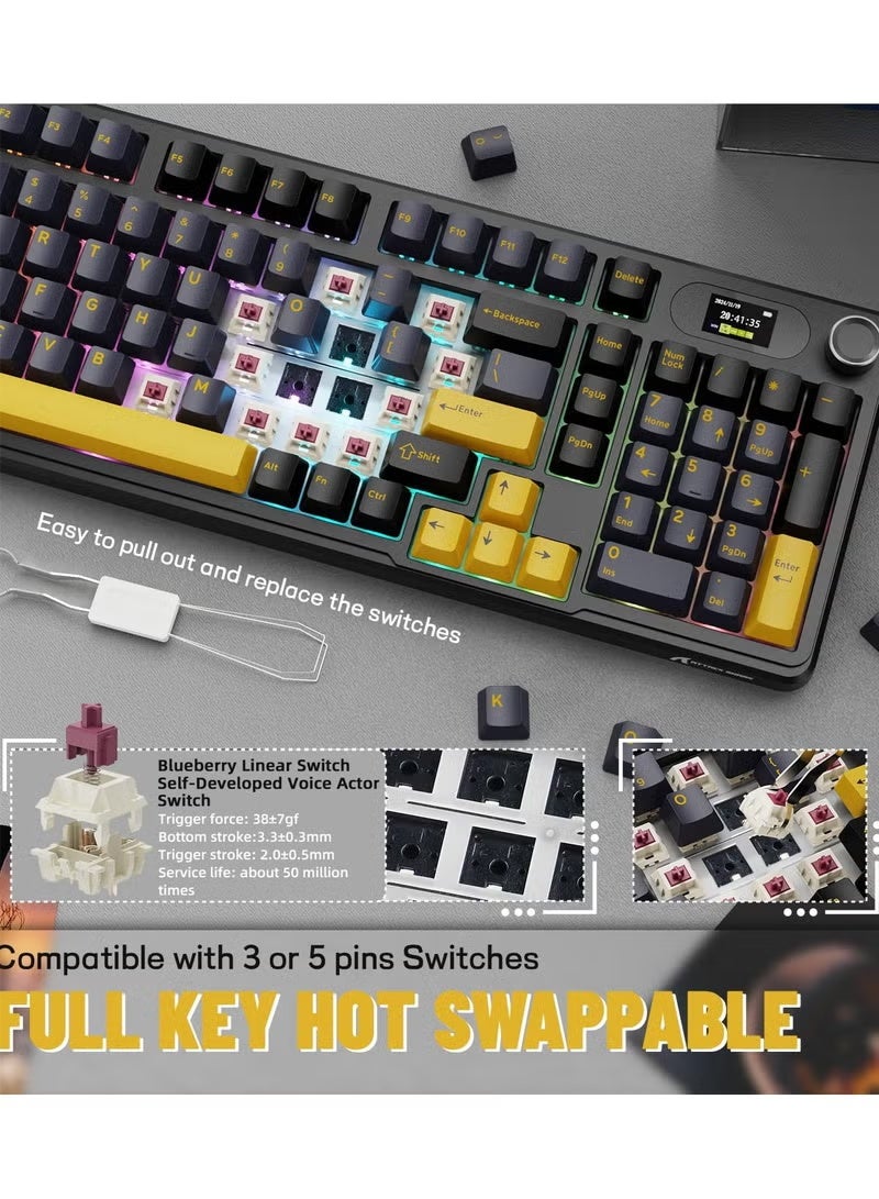 Attack Shark X98 Pro Wireless Mechanical Keyboard,Tri-Mode BT5.0/2.4G/Wired Custom Keyboard with Smart Display&Knob,98 Keys Hot Swappable,Web Driver RGB Gaming Keyboard for PC/Mac/PS4/Xbox - Image 5