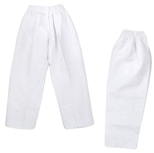 NAMAZU Lightweight Martial Arts Pants - 7oz Poly-Cotton Elastic Waist for Training White - Image 1