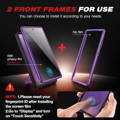 TONGATE Magnetic Stand for Samsung Galaxy S25 Ultra Case with Privacy Screen Protector, [Compatible with Magsafe] [Military Drop Protection] S25 Ultra Case with Camera Cover & Belt Clip,Purple Privacy - Image 5