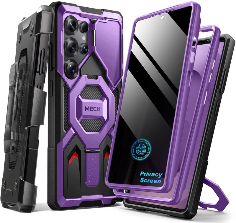 TONGATE Magnetic Stand for Samsung Galaxy S25 Ultra Case with Privacy Screen Protector, [Compatible with Magsafe] [Military Drop Protection] S25 Ultra Case with Camera Cover & Belt Clip,Purple Privacy - Image 1