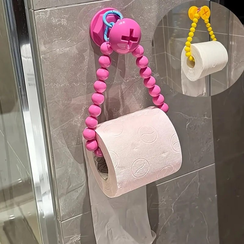 PETO Pearl Chain Toilet Paper Holder, No Drilling Wall Mount, Space Saving, and, Modern Home Decor, bathroom essentials accessories, Bathroom Organizing Accessories, Bathroom Accessory, Holiday Gift - Image 3