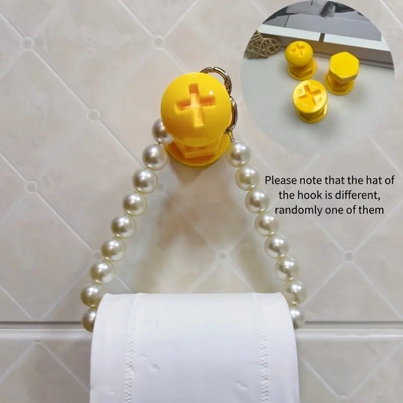PETO Pearl Chain Toilet Paper Holder, No Drilling Wall Mount, Space Saving, and, Modern Home Decor, bathroom essentials accessories, Bathroom Organizing Accessories, Bathroom Accessory, Holiday Gift - Image 4