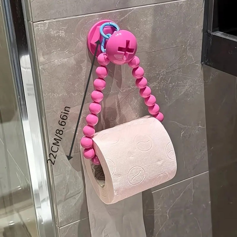 PETO Pearl Chain Toilet Paper Holder, No Drilling Wall Mount, Space Saving, and, Modern Home Decor, bathroom essentials accessories, Bathroom Organizing Accessories, Bathroom Accessory, Holiday Gift - Image 2