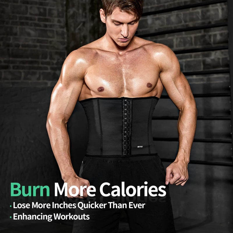 BVVU Waist Trainer for Men Waist Trimmer Tummy Control Sauna Sweat Belt Stomach Wrap Lower Belly Fat Back Support - Image 5