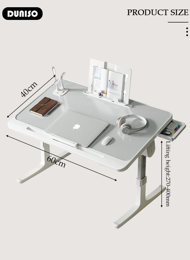 DUNISO Laptop Desk for Bed, Height Adjustable Laptop Stand for Couch, Extra Large Foldable Lap Desk with Drawer, for Home Working, Writing, Reading - Image 4