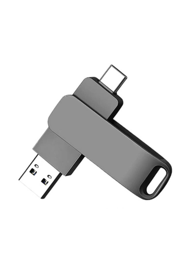 Metal Rotating U Disk Printing LogoType-c Mobile Phone USB Computer High Speed 128g Large Capacity GiftsnWholesale-Color:Gray Usb3.0-Capacity:128GB - Image 1