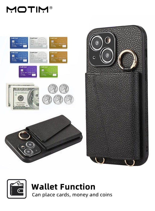 Motim Phone Case Crossbody for iPhone 15/15 Plus Wallet Case with Strap Card Slots and Makeup Mirror Premium Leather Shockproof Cover for Women - Image 5