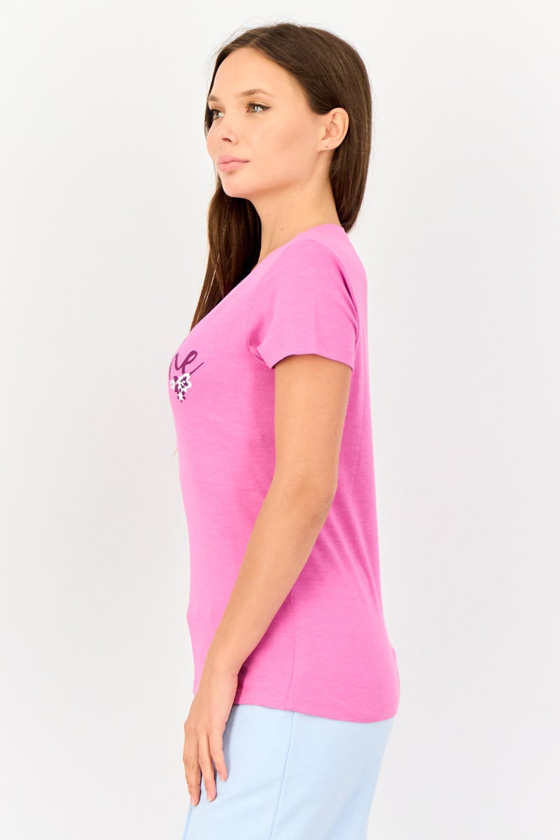 zivame Women 2 Pcs Crew Neck Allover Print Short Sleeve Sleepwear Set, Multicolor - Image 2