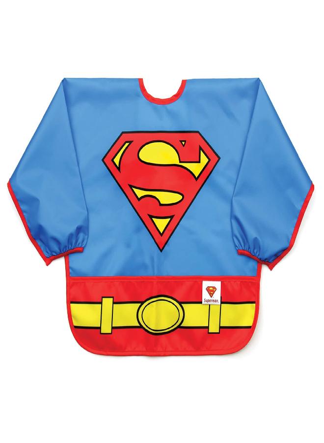 Bumkins Sleeved Bib for Girl or Boy, Baby and Toddler for 6-24 Mos, Essential Must Have for Eating, Feeding, Baby Led Weaning Supplies, Long Sleeve Mess Saving Food Catcher, Superman DC Comics - Image 5