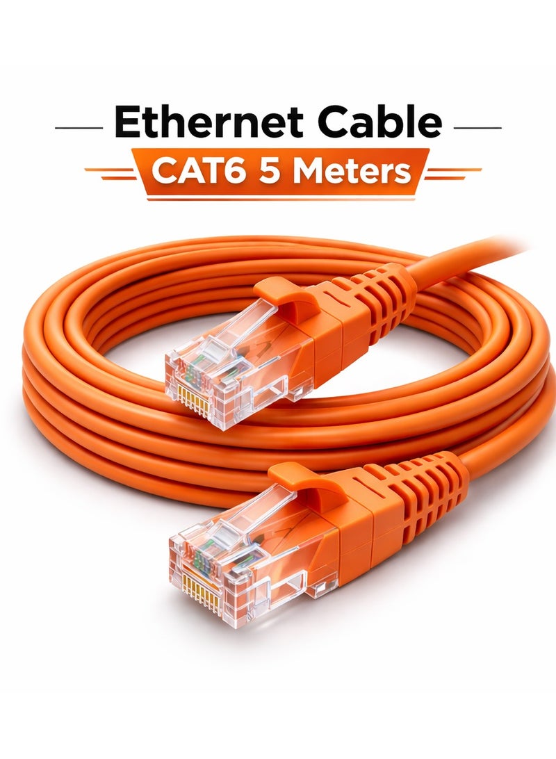 فوجيشكا كابل إيثرنت بطول 5 أمتار – موصلات RJ45 متينة لشبكات سلكية موثوقة | مثالي لأجهزة التوجيه، والمفاتيح، وأجهزة الكمبيوتر والمزيد | تصميم مضاد للتشابك مع تنظيم بأربطة الالتفاف | رؤية محسّنة لإدارة الكابلات بسهولة - Image 1