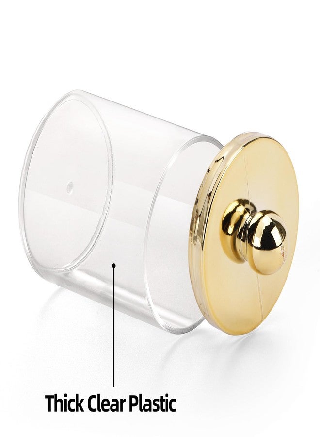 Tbestmax 10oz Qtips Holder - Plastic Apothecary Jar with Gold Lids for Cotton Swab, Cotton Round Pads, Floss - Gold - Image 3