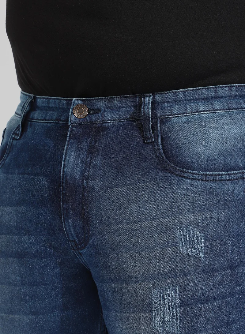 Instafab Plus Men's Classic Blue Medium-Washed Regular Fit Denim Jeans