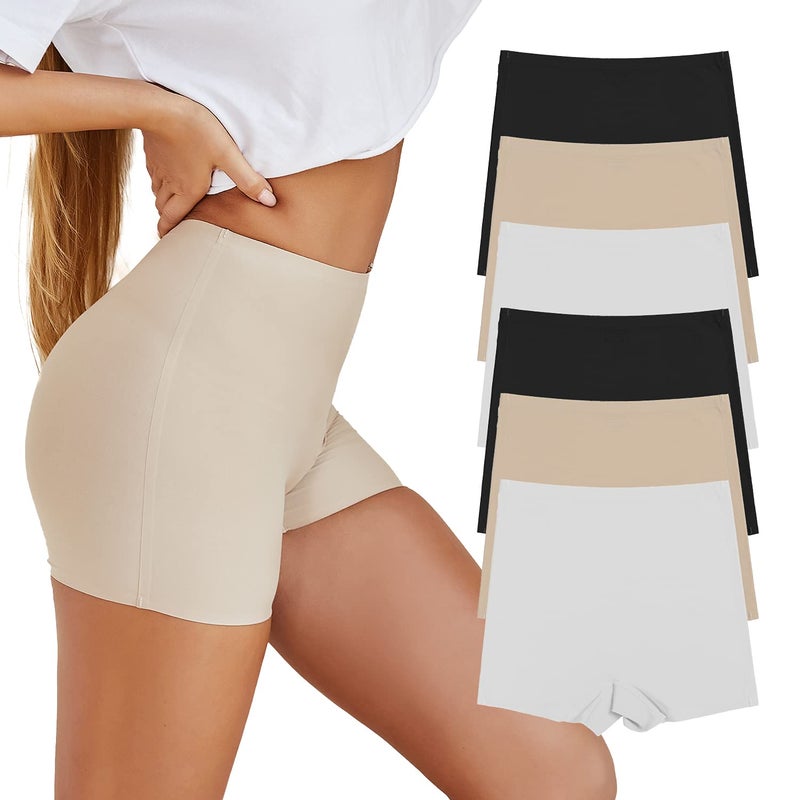 SHARICCA BoyShorts Panties for Women Seamless Soft Boy Shorts Underwear Short Boxer Briefs Anti Chafing 6 Pack (6P01,L) - Image 1