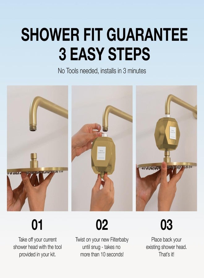 Filterbaby Diamond Shower Filter, IAPMO Certified to NSF177 Standard, Expert Developed Filter for Skin&Hair, Lab Tested to Reduce up to 99%Chlorine,Chloramine&Impurities,Eco Friendly Long Lasting,Gold - Image 5