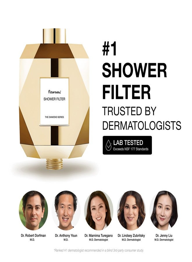 Filterbaby Diamond Shower Filter, IAPMO Certified to NSF177 Standard, Expert Developed Filter for Skin&Hair, Lab Tested to Reduce up to 99%Chlorine,Chloramine&Impurities,Eco Friendly Long Lasting,Gold - Image 3