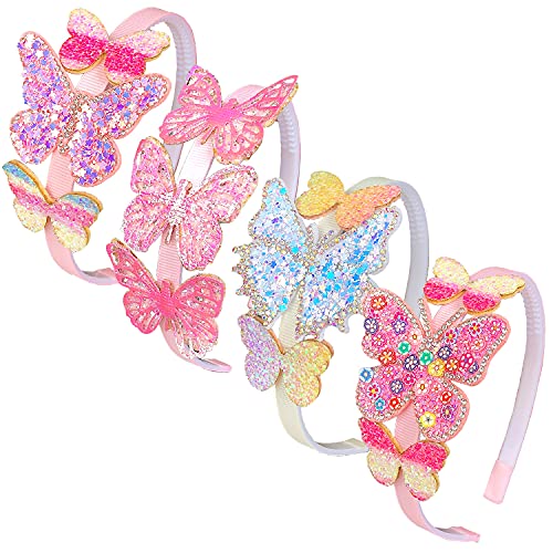ELEMIRSA 4-Piece Butterfly Hair Hoops and Headbands for Girls, Teens, Toddlers, and Kids - Party Hair Accessories - Image 5