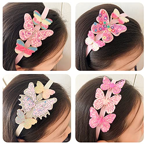 ELEMIRSA 4-Piece Butterfly Hair Hoops and Headbands for Girls, Teens, Toddlers, and Kids - Party Hair Accessories - Image 2