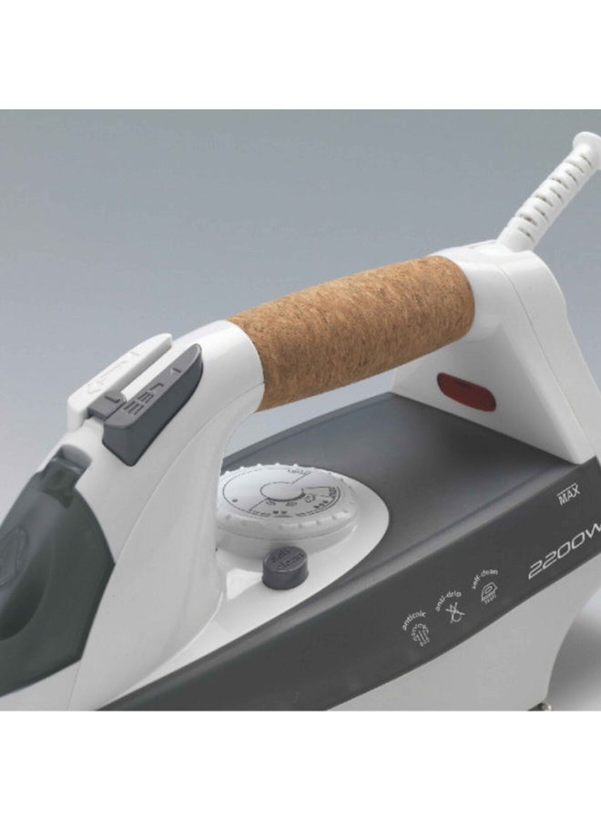 أريتي 2200W Ultra-Glide Soleplate Steam Iron Grey and White 300ml 00S623200ARAS 300 ml 2200 W 00S623200ARAS Grey and White - Image 2