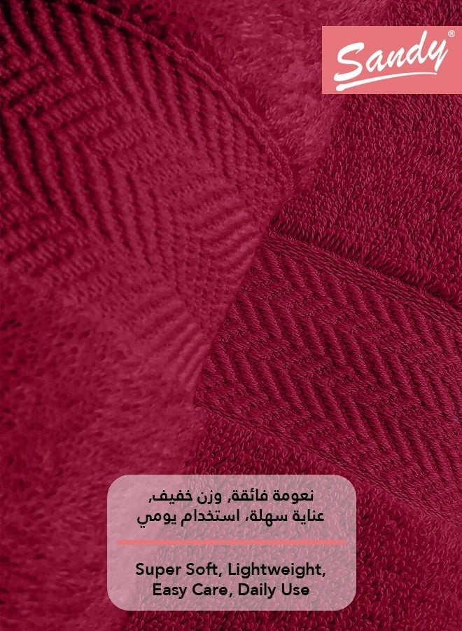Sandy Premium Hotel Quality Hair Towel Set 100% Cotton Made in Egypt - 600 GSM, Soft Quick Drying and Highly Absorbent (4 Pack - 50x90 cm), Burgundy - Image 5