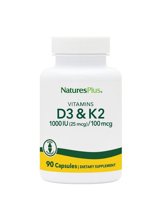 ناتشرز بلاس Nature's Plus - فيتامين د3 1000 وحدة دولية/فيتامين ك2 100 ميكروجرام، 90 كبسولة نباتية  - Image 1