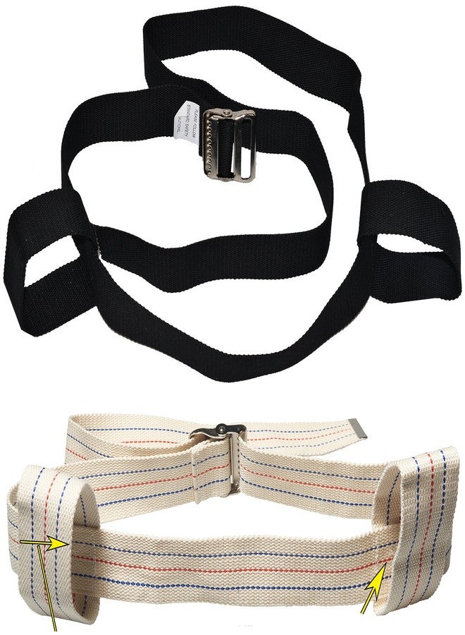 MABUA 2 Looped Handles 60 inches Physical Therapy Gait Belt and Metal Buckle Beige Color - Image 1