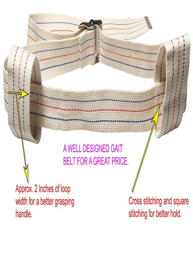 MABUA 2 Looped Handles 60 inches Physical Therapy Gait Belt and Metal Buckle Beige Color - Image 4
