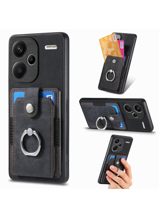 The Bros Case For Xiaomi Redmi Note 13 Pro+ Retro Skin-feel Ring Card Wallet Phone Case