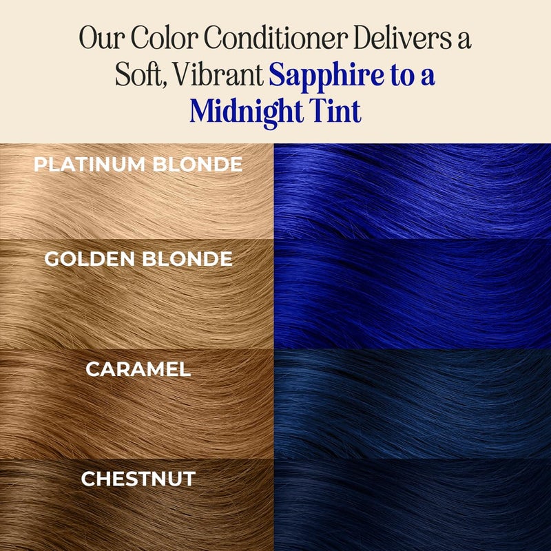 INH Semi Permanent Hair Color | Color Depositing Conditioner | Dark Blue Hair Dye | No Bleach No Peroxide Temporary Royal Sapphire Tint for Women, Men | Vegan, Sulfate & Ammonia Free, Ready to Use 6oz - Image 3