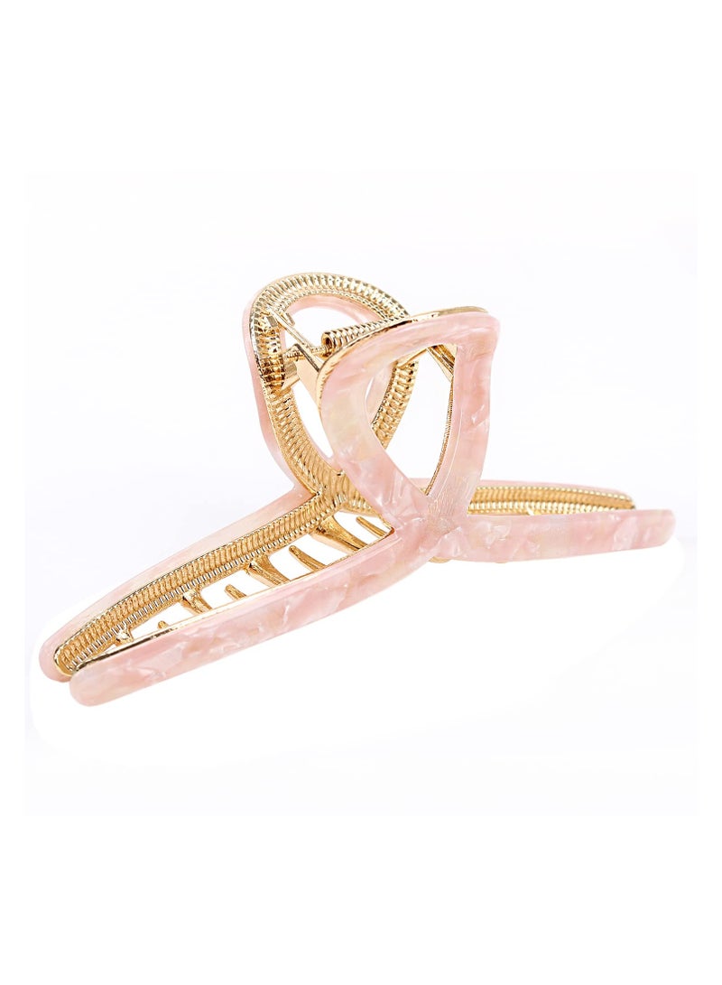 Goolsky Big Hair Claw Clips Butterfly Barrettes Claw Clips for Women Lattice Design Acetate Claw Clips Metal Hair Clip for Girls Large Hair Accessories for Long Thick Hair (Pink) - Image 1