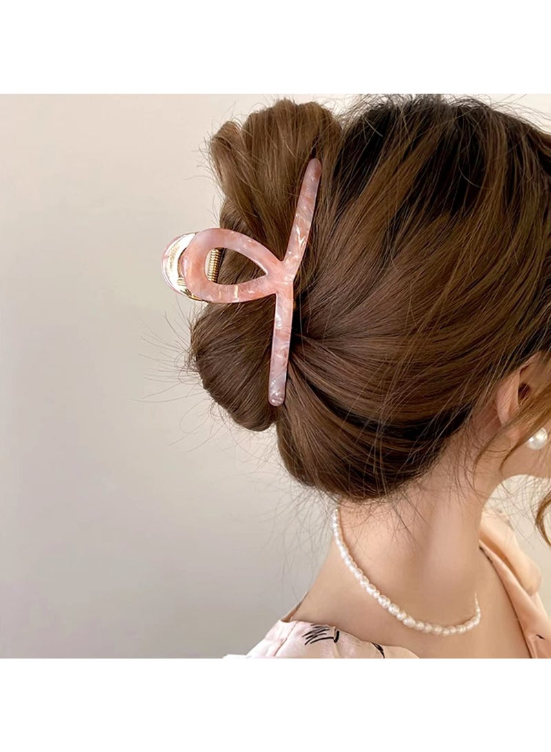 Goolsky Big Hair Claw Clips Butterfly Barrettes Claw Clips for Women Lattice Design Acetate Claw Clips Metal Hair Clip for Girls Large Hair Accessories for Long Thick Hair (Pink) - Image 2