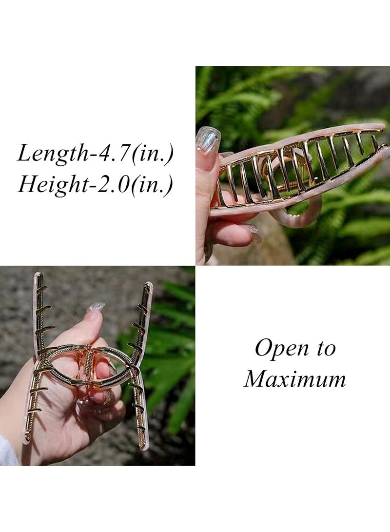 Goolsky Big Hair Claw Clips Butterfly Barrettes Claw Clips for Women Lattice Design Acetate Claw Clips Metal Hair Clip for Girls Large Hair Accessories for Long Thick Hair (Pink) - Image 3