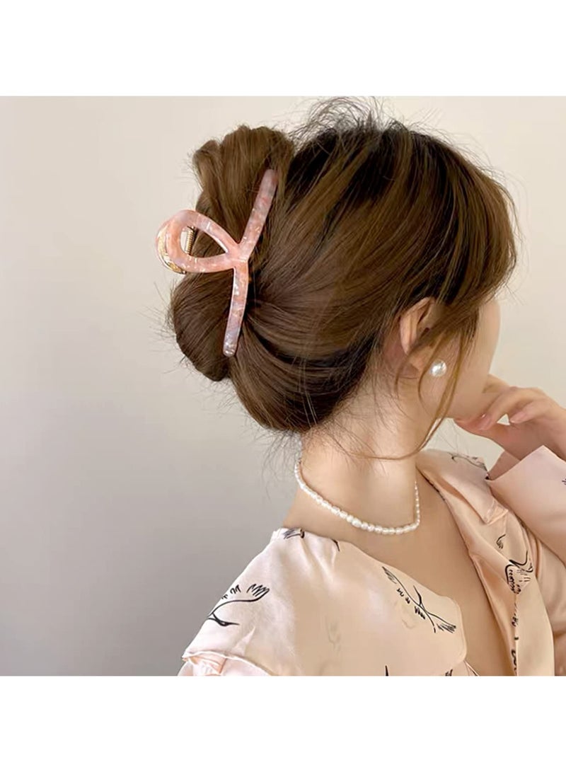 Goolsky Big Hair Claw Clips Butterfly Barrettes Claw Clips for Women Lattice Design Acetate Claw Clips Metal Hair Clip for Girls Large Hair Accessories for Long Thick Hair (Pink) - Image 4