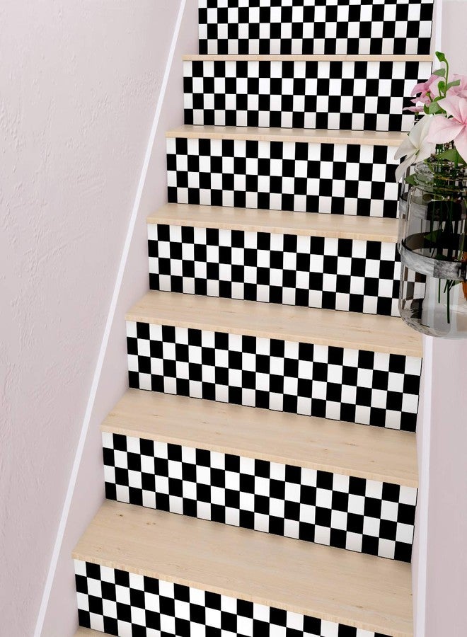 Decotalk Checkered Peel and Stick Wallpaper for Kitchen Backsplash Wall Paper Black and White Checkerboard Decor for Wall Cabinets Bathroom Removable Contact Paper Checkered Stick on Tile 120x12 Inch - Image 5