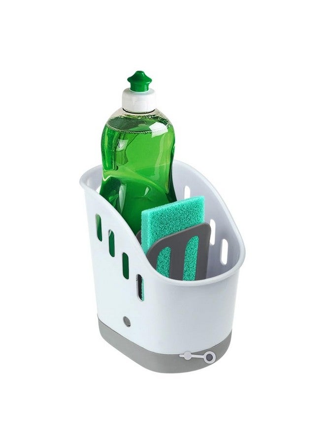 JUYOU Sink Caddy Sponge Holder, Dish Soap Organizer for Kitchen Sink with Removable Compartment and Non-Slip Base for Brushes Scrubber Drainers, Drain Holes for Sanitary Drying Premium ABS - Image 1