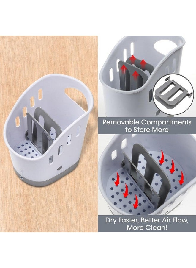 JUYOU Sink Caddy Sponge Holder, Dish Soap Organizer for Kitchen Sink with Removable Compartment and Non-Slip Base for Brushes Scrubber Drainers, Drain Holes for Sanitary Drying Premium ABS - Image 2