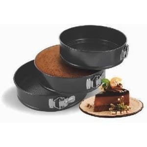 WENGTY Carbon Steel 3Pcs Different Shape Cake Mould Coated Spring Form Cake Pan Set Baking Tray Removable Cake Moulds Can be Used Microwave Oven OTG Black - Image 2