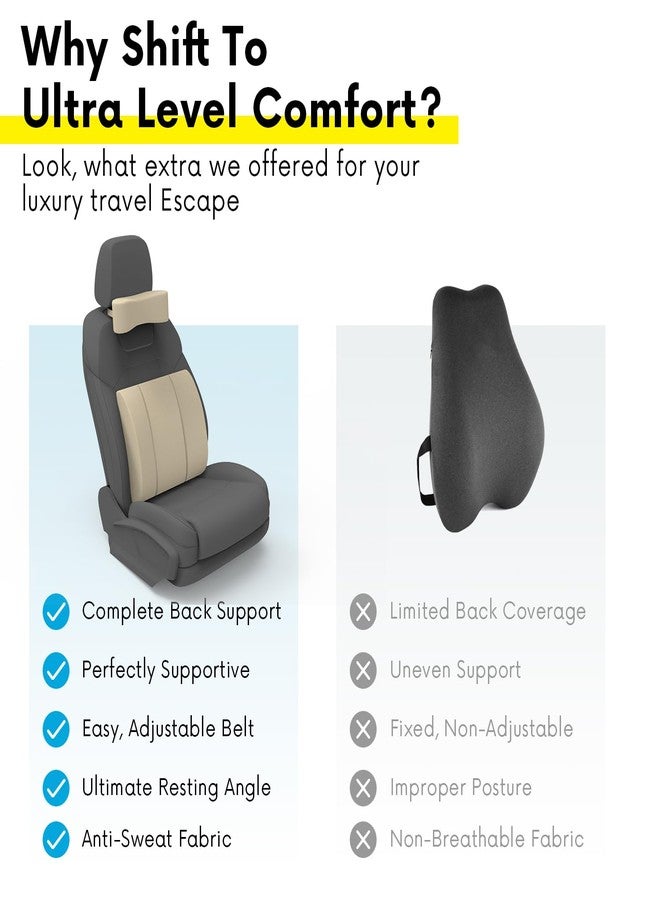 RIPOSEV Rider Lumber Orthopedic Full Lumbar Support for Chair & Car Seat Backrest Cushion for Back Pain Relief - Back Rest Support Back Support Pillow Memory Foam Cushion (Royal Beigh) - Image 3