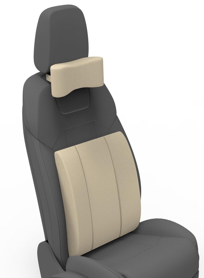 RIPOSEV Rider Lumber Orthopedic Full Lumbar Support for Chair & Car Seat Backrest Cushion for Back Pain Relief - Back Rest Support Back Support Pillow Memory Foam Cushion (Royal Beigh) - Image 1